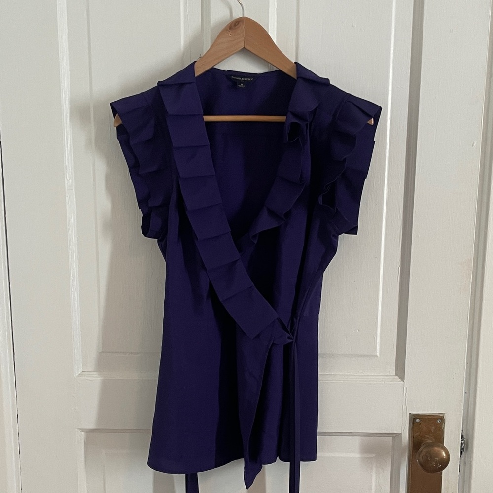 Banana Republic Deep Purple Ruffle Blouse